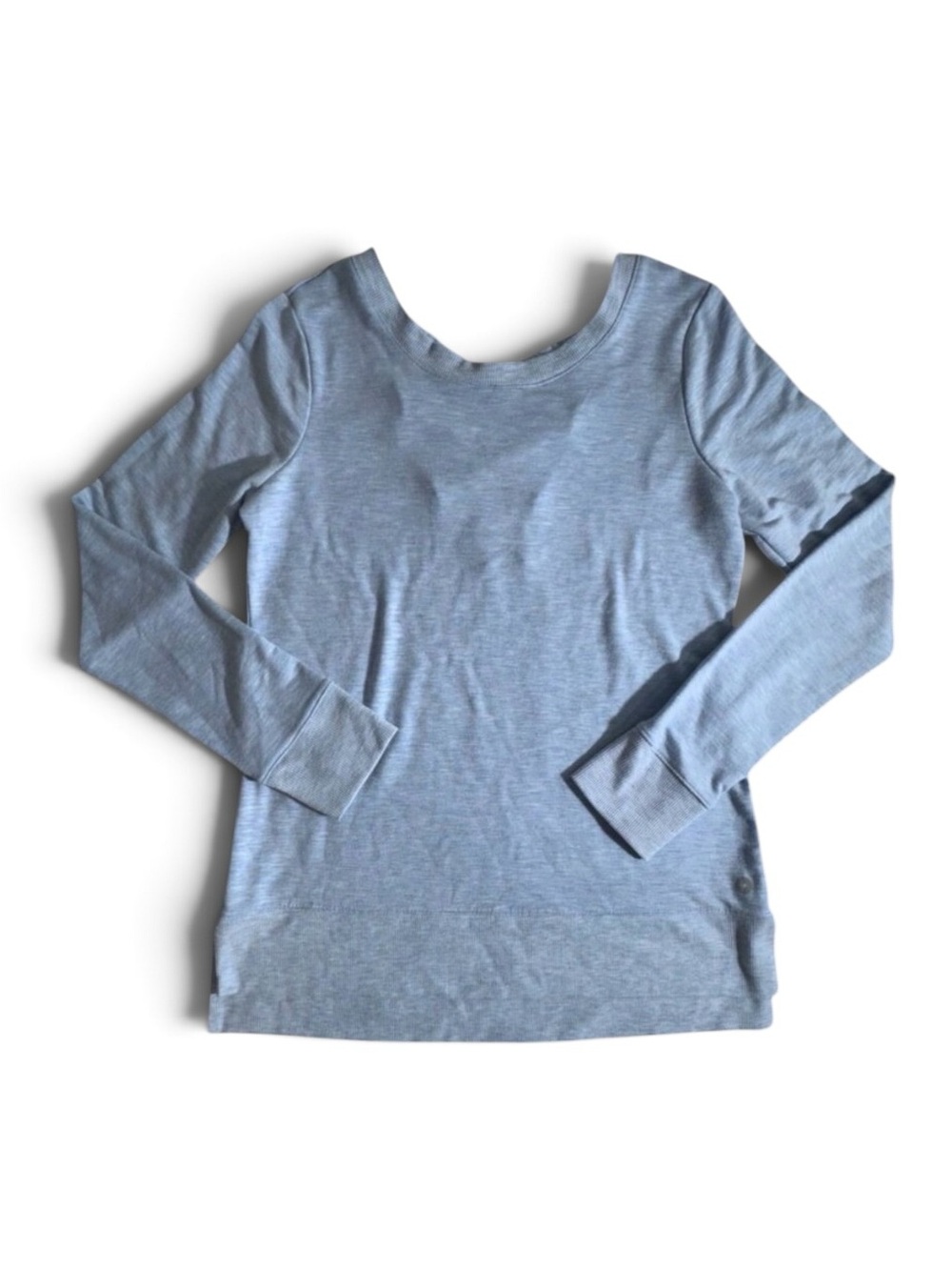 90 Degrees Womens Small Light Blue Activewear Long Sleeve Shirt Criss Cross Back